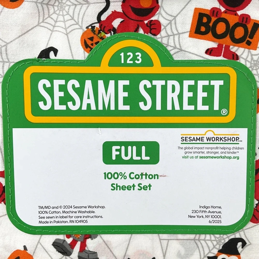 Sesame Street Halloween Elmo Full Sheet Set 100% Cotton 4pc Bedding New